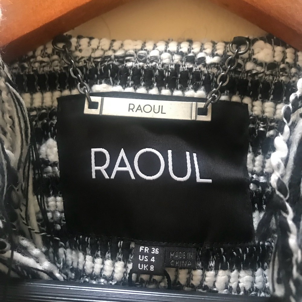 NWOT RAOUL black and white fringed Bouclè jacket - Picture 3 of 3